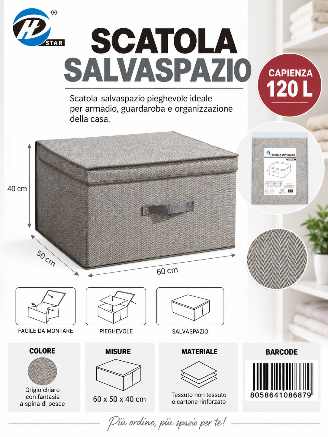 08687 C.Scatola Guardaroba Con Coperchio 60*50*40Cm Ct12