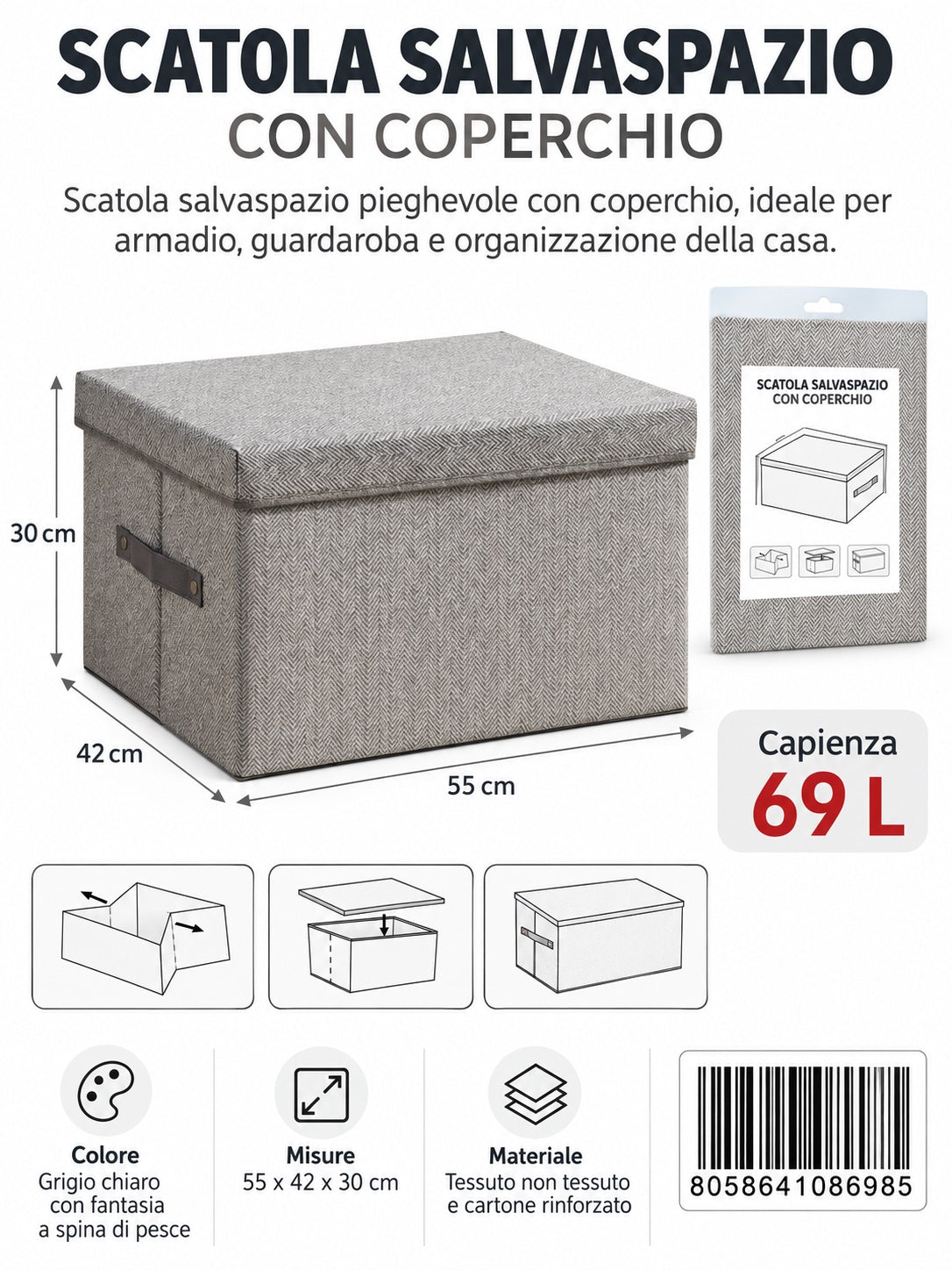 08698 C.Scatola Guardaroba Senza Coperchio 55*42*30Cm Ct12