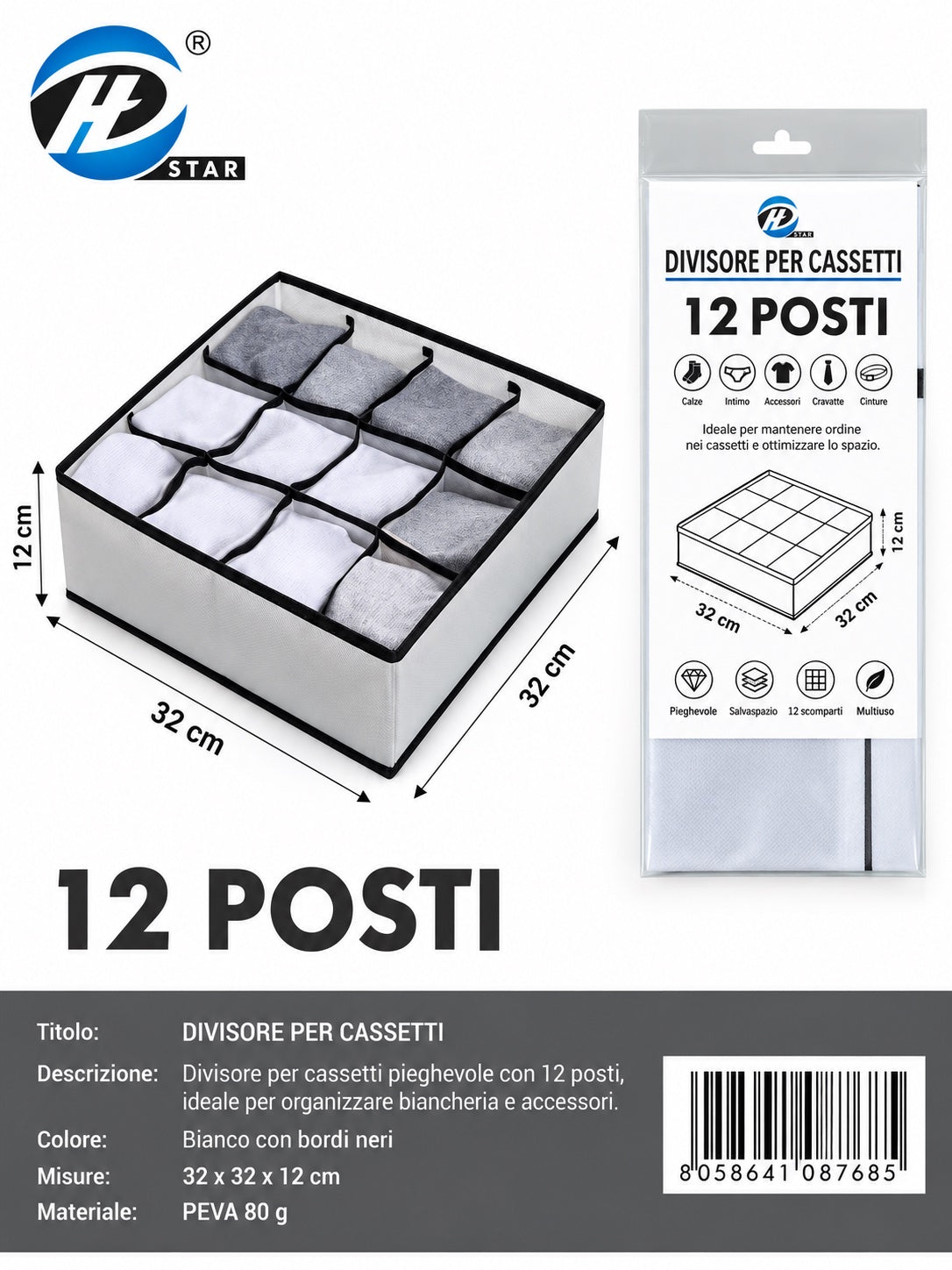 08768 T.U. Divisore Per Cassetti Senza Coperchio 32*32*12Cm 1/6 Ct96
