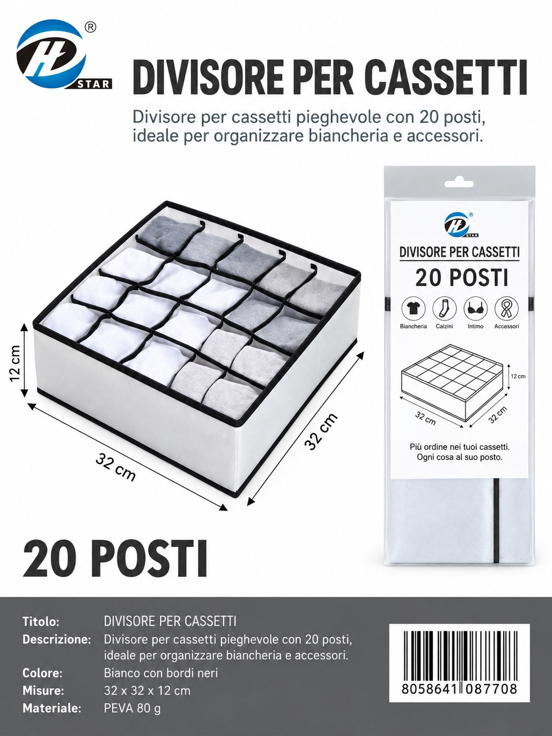 08770 T.U. Divisore Per Cassetti Senza Coperchio 32*32*12Cm 1/6 Ct96