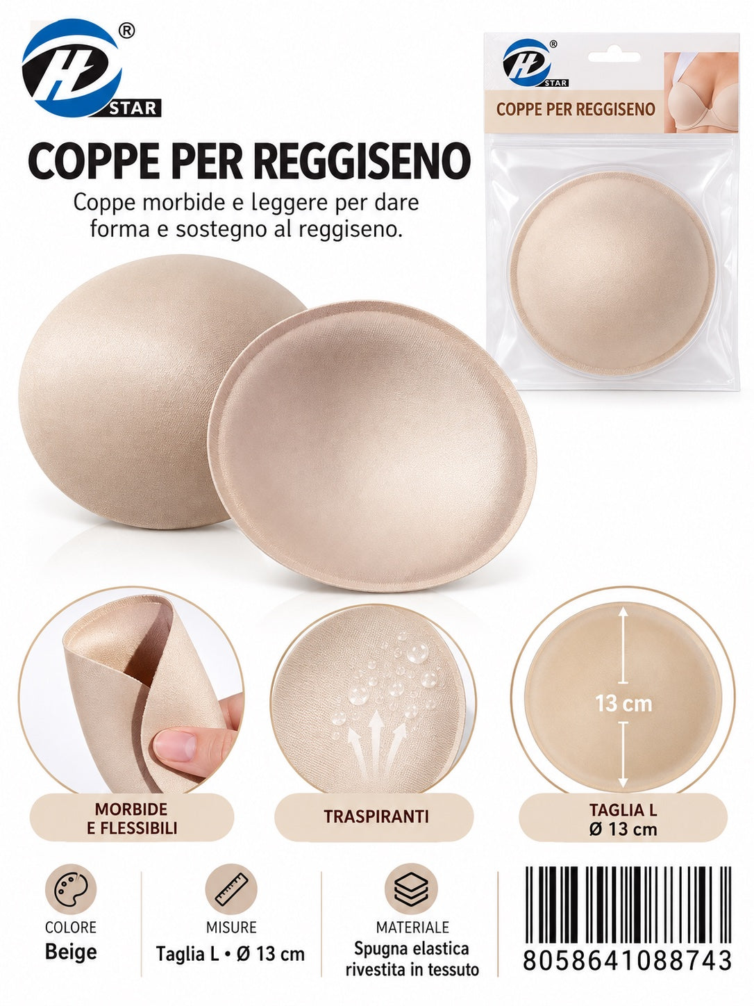 08874 Coppe Per Reggiseno L 13*13Cm 1/12 Ct240