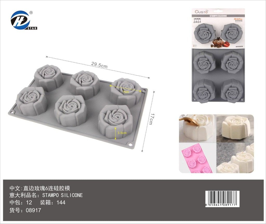 08917 Stampo In Silicone Da 6 Rose