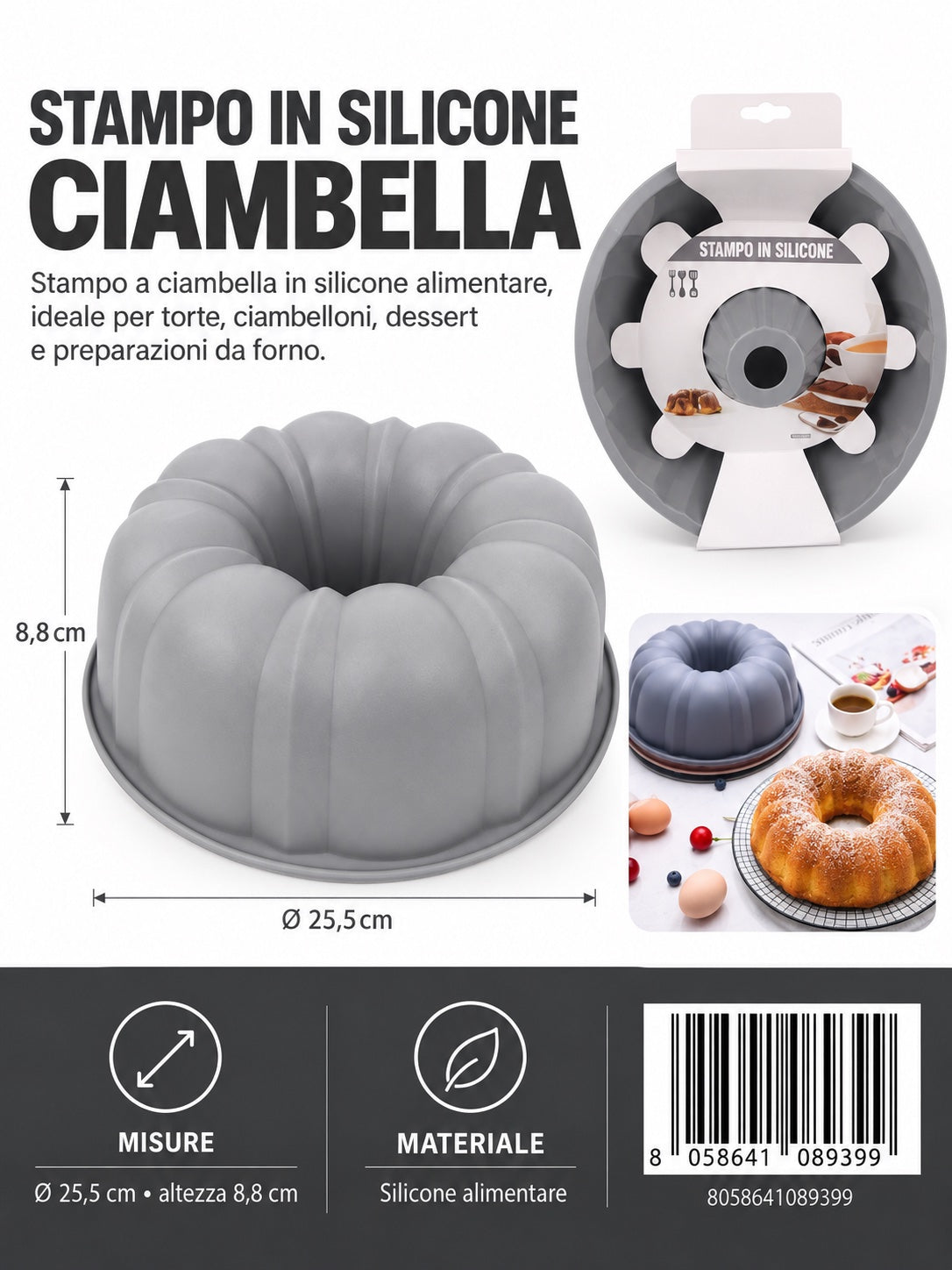 08939 Stampo In Silicone Ciambella Rotondo