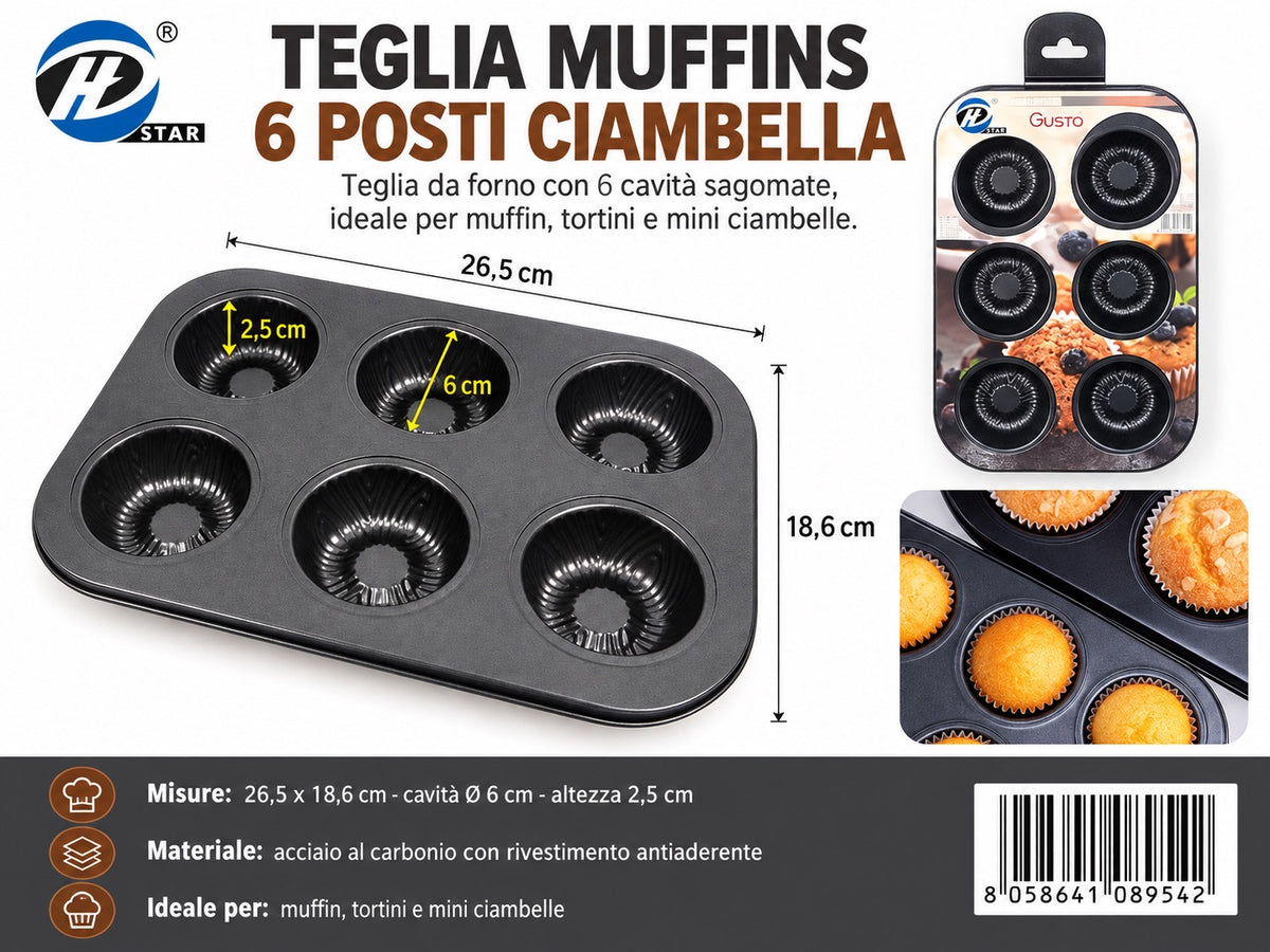 08954 Teglia Muffins Da 6