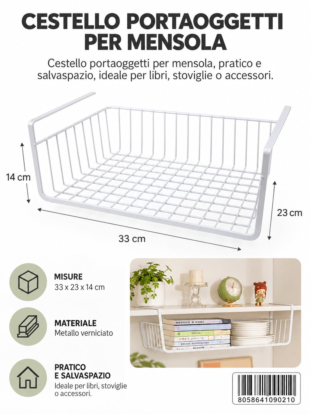09021 Cestello Portaoggetti Per Mensola 33*23*14Cm Ct48