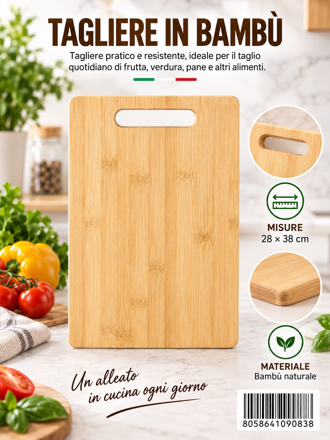 09083 Tagliere Di Bambu'40X28X1.2Cm