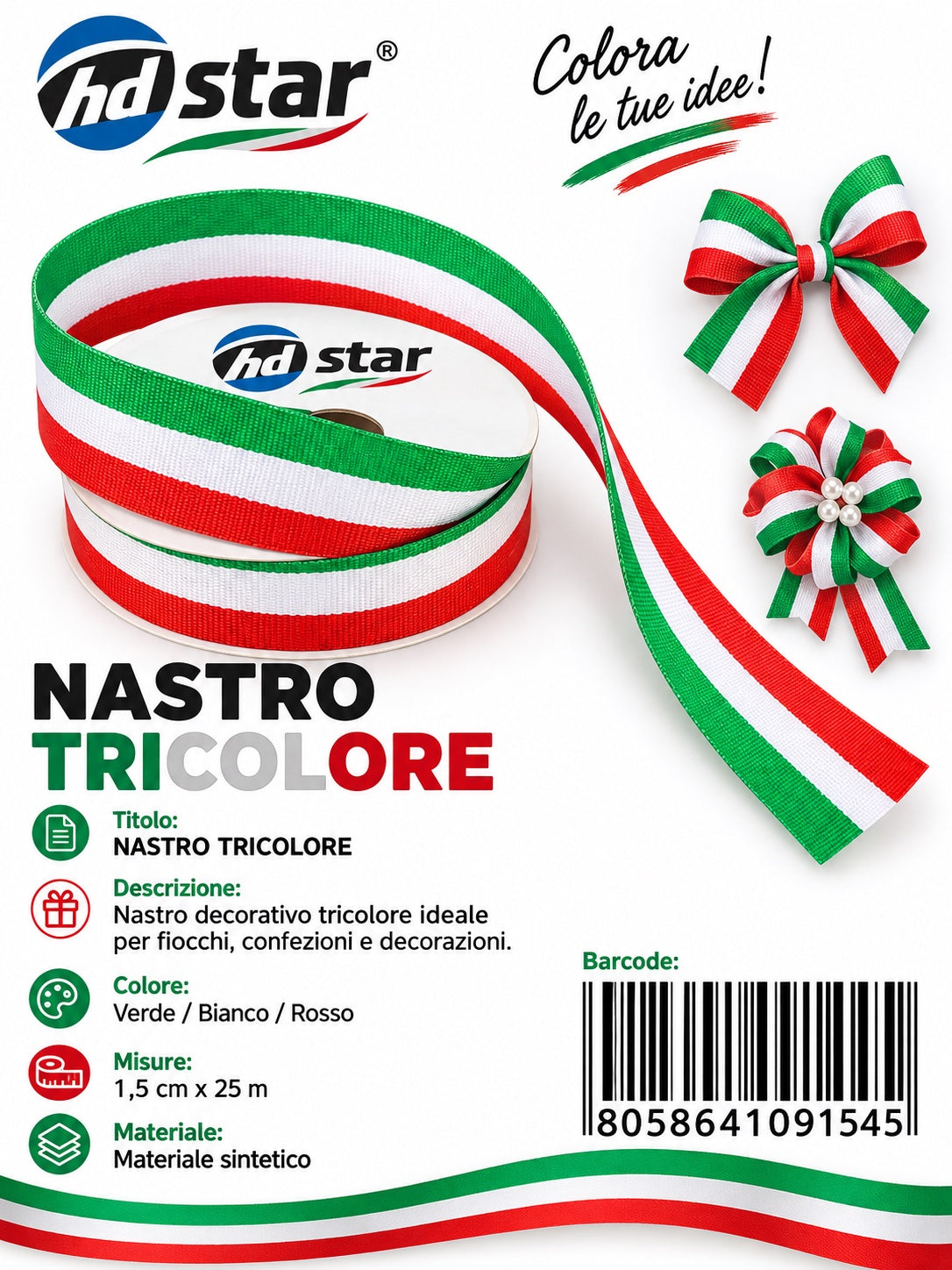 09154 Nastro Bandiera Italiana 1.5*250Cm 1/24 Ct576