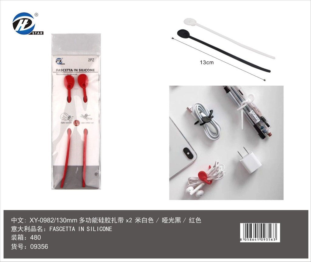 09356 Fascetta Chiudibuste In Silicone 130Mm 2Pz