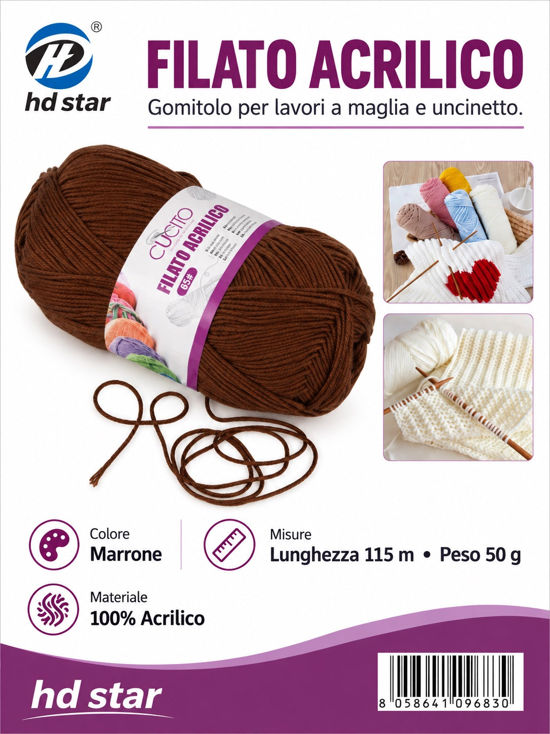 09683 Gomitolo Di Filato Acrilico 50G Mis.6 Col.65 1/10 Ct240