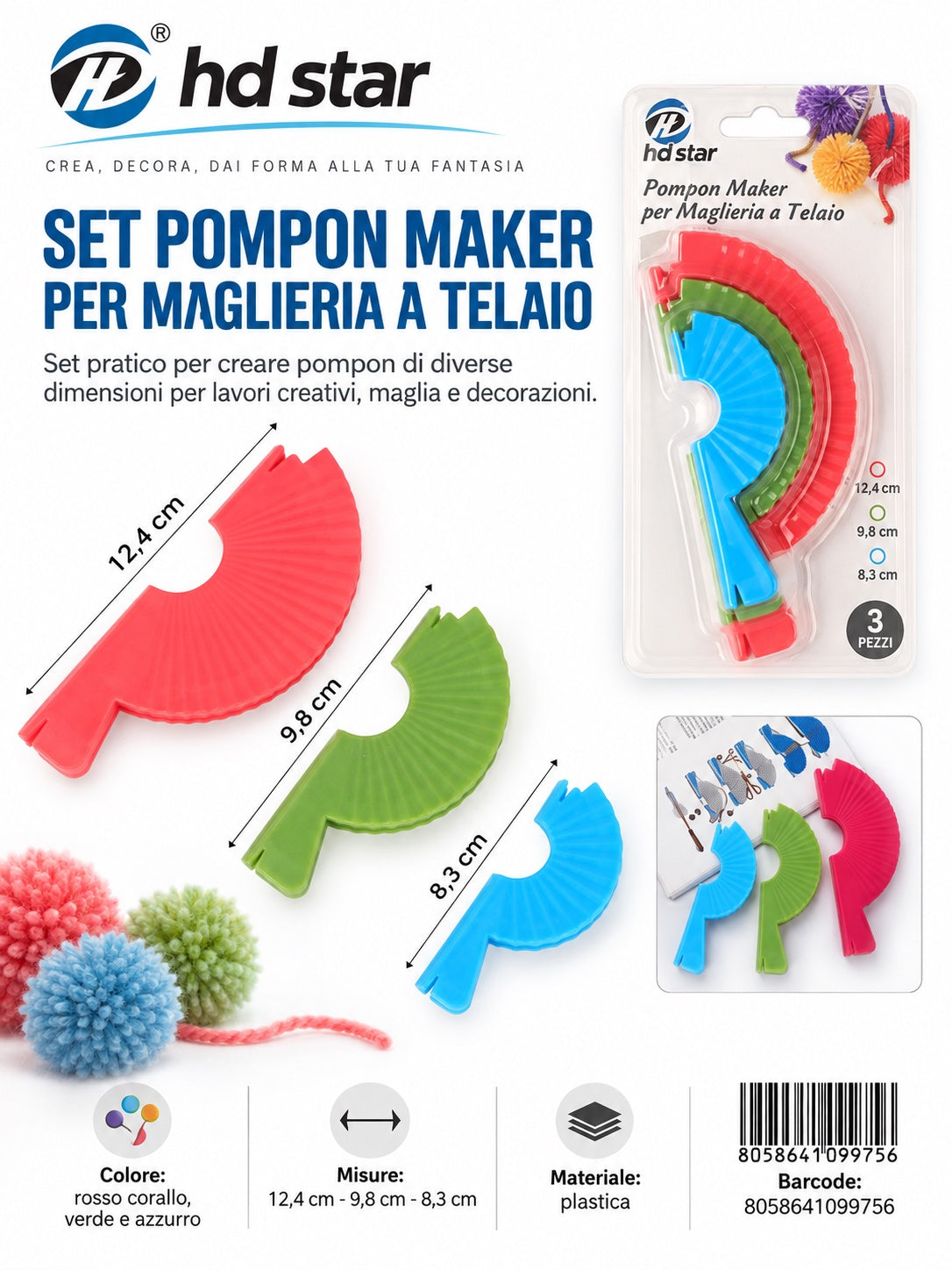09975 Pompon Maker Per Maglieria A Telaio 1/12 Ct240