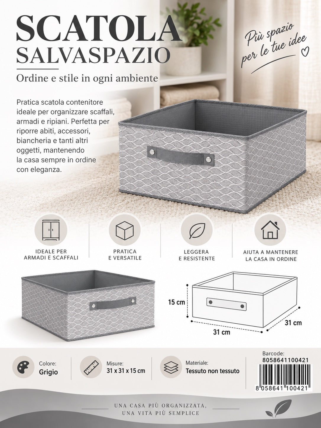 4110042 Fantasia Onde Scatola Salvaspazio Senza Coperchio 31*31*15 1/6 Ct48