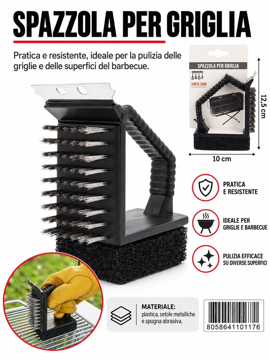 4110117 Spazzola Per Griglia Bbq 2In1 Ct48