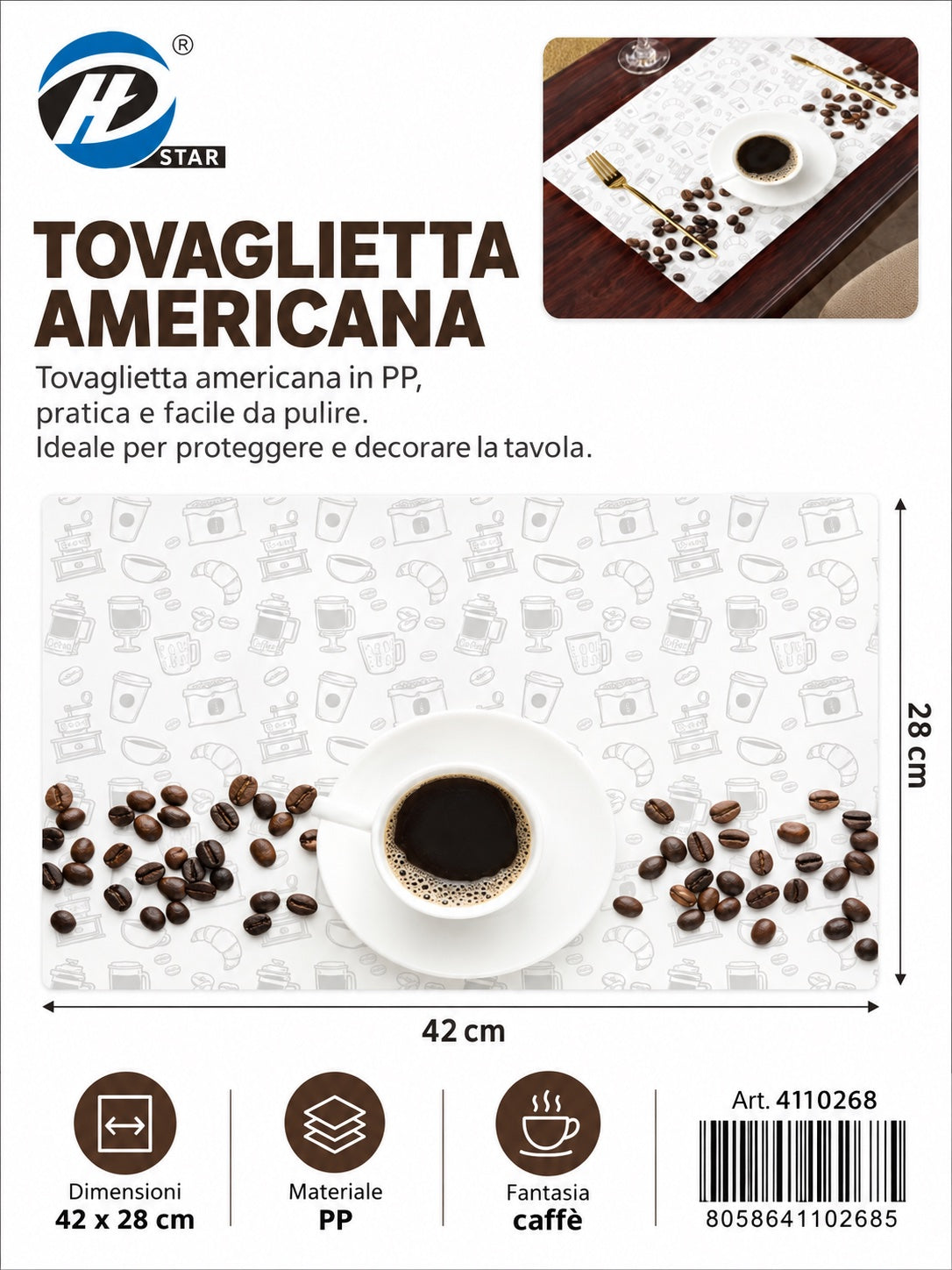 4110268 Tovaglietta Americana 28*42Cm 1/12 Ct240