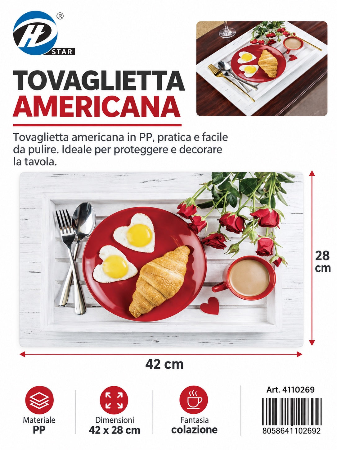 4110269 Tovaglietta Americana 28*42Cm 1/12 Ct240