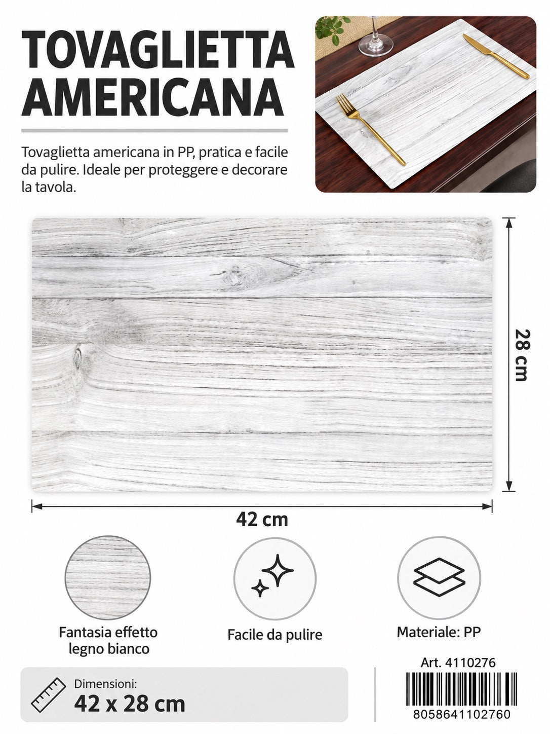 4110276 Tovaglietta Americana 28*42Cm 1/12 Ct240