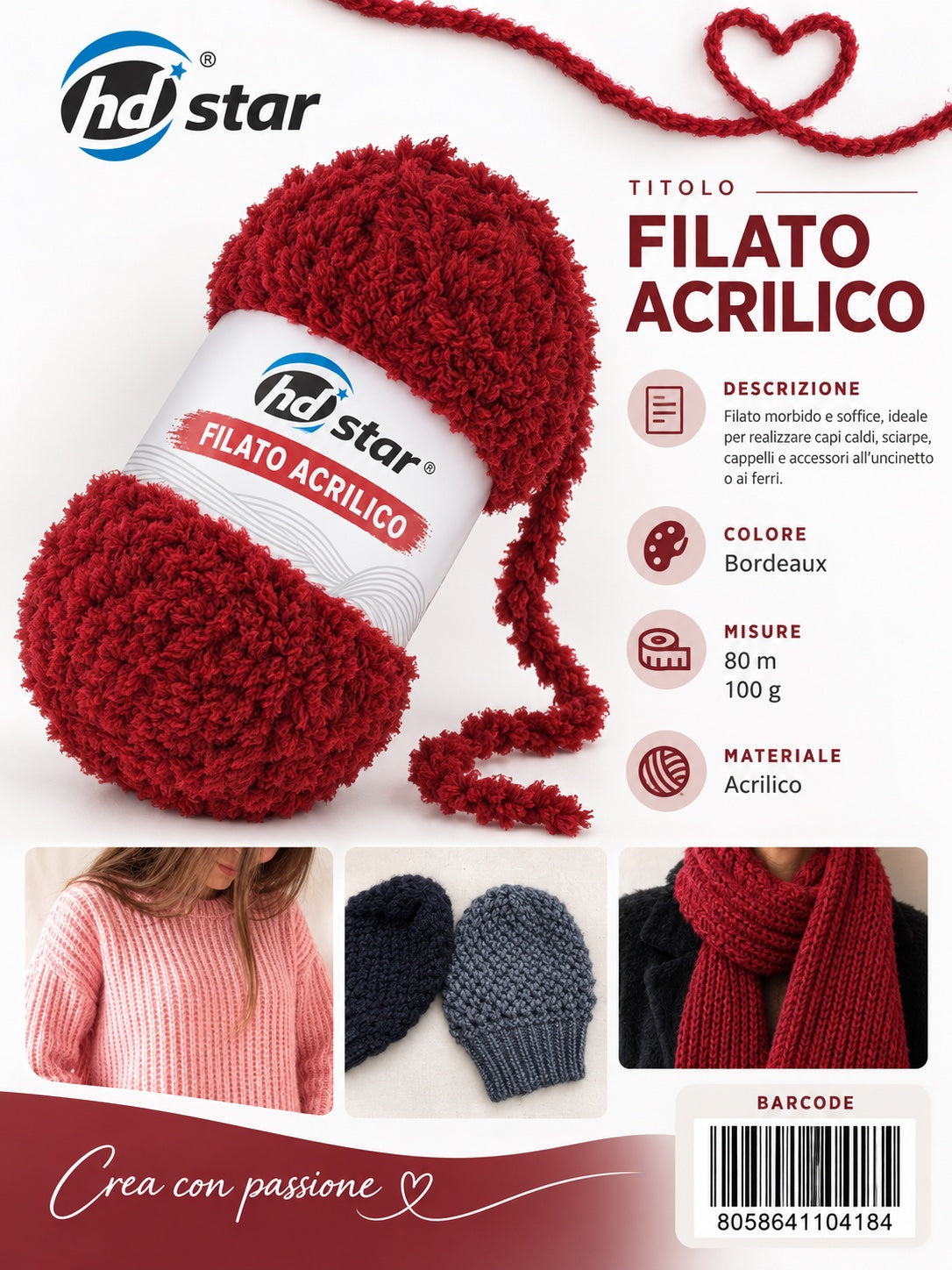 4110418 Filato Acrilico 100G Col.#037 1/6 Ct120