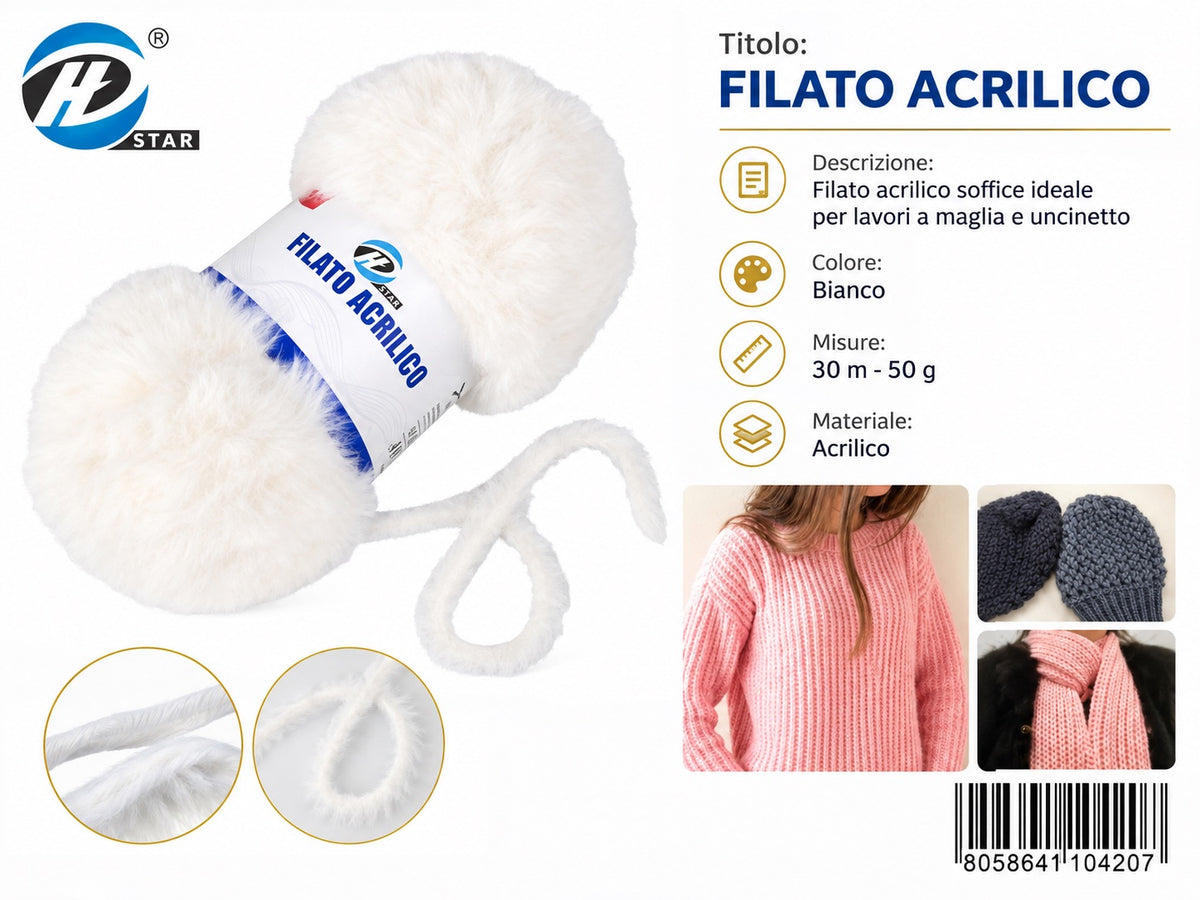 4110420 Filato Acrilico 50G Col.#01 1/10 Ct240