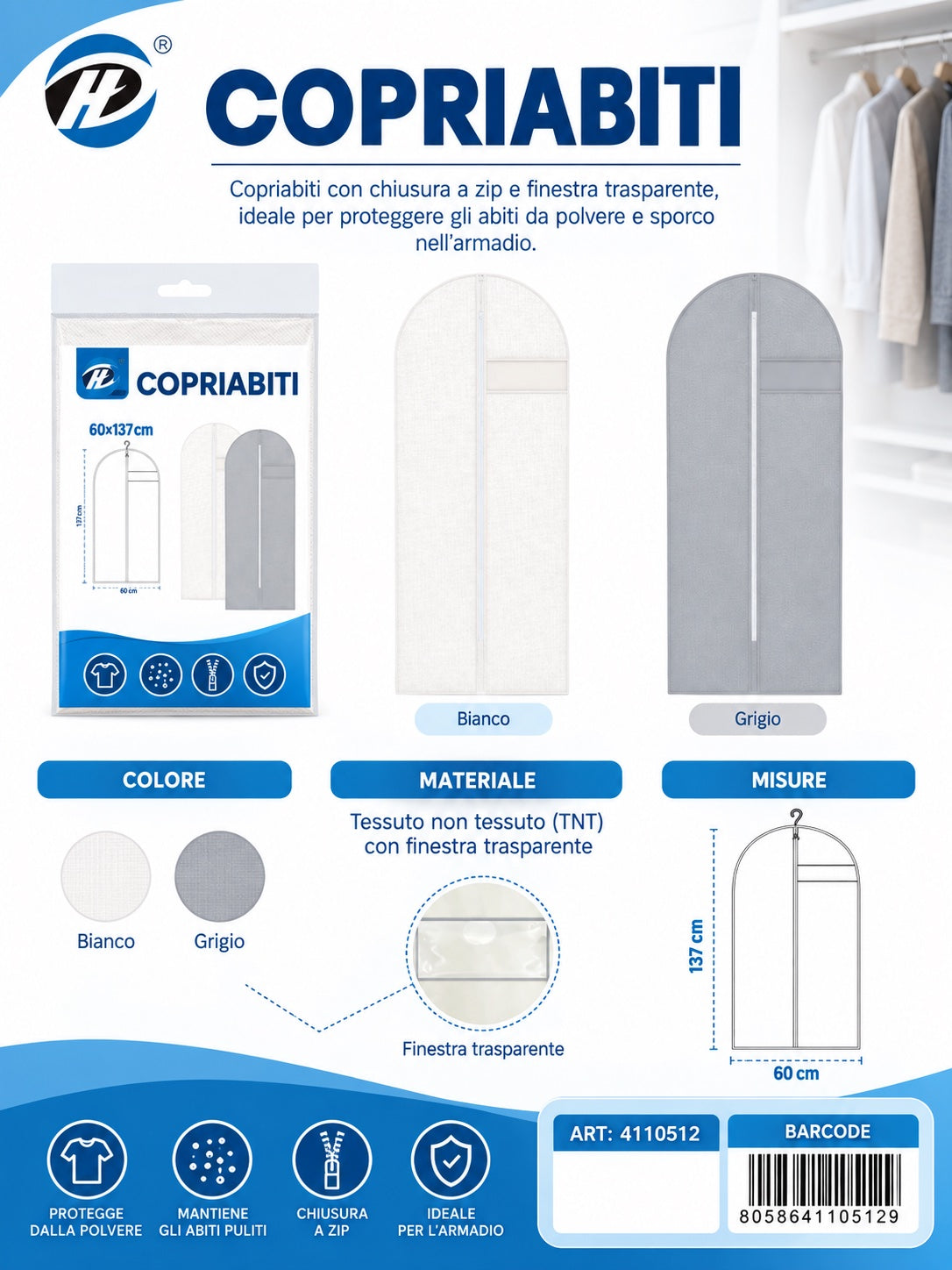4110512 Copriabiti 60*137Cm Ct60 60*137Cm