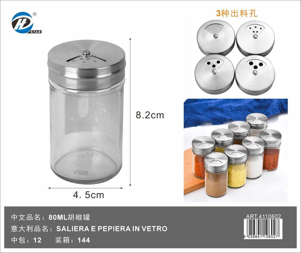 Saliera E Pepiera In Vetro 80Ml