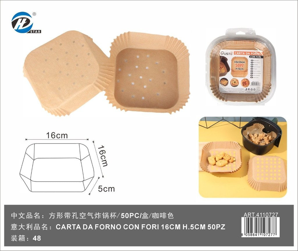 Carta Per Friggitrice Con Fori 16Cm H.5Cm 50Pz