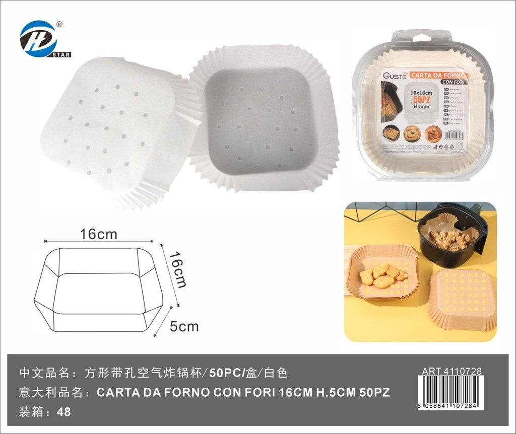 Carta Per Friggitrice Con Fori 16Cm H.5Cm 50Pz