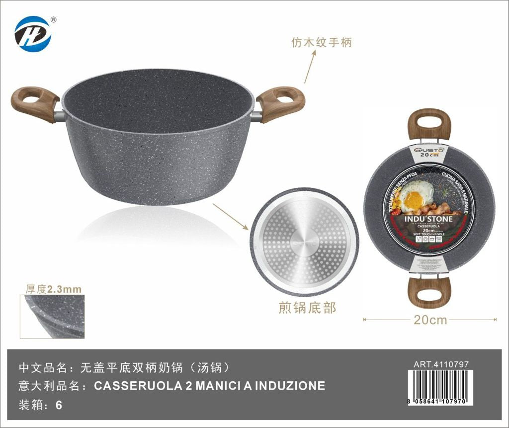 4110797 Linea Industone Casseruola 2 Manici a Induzione 20cm