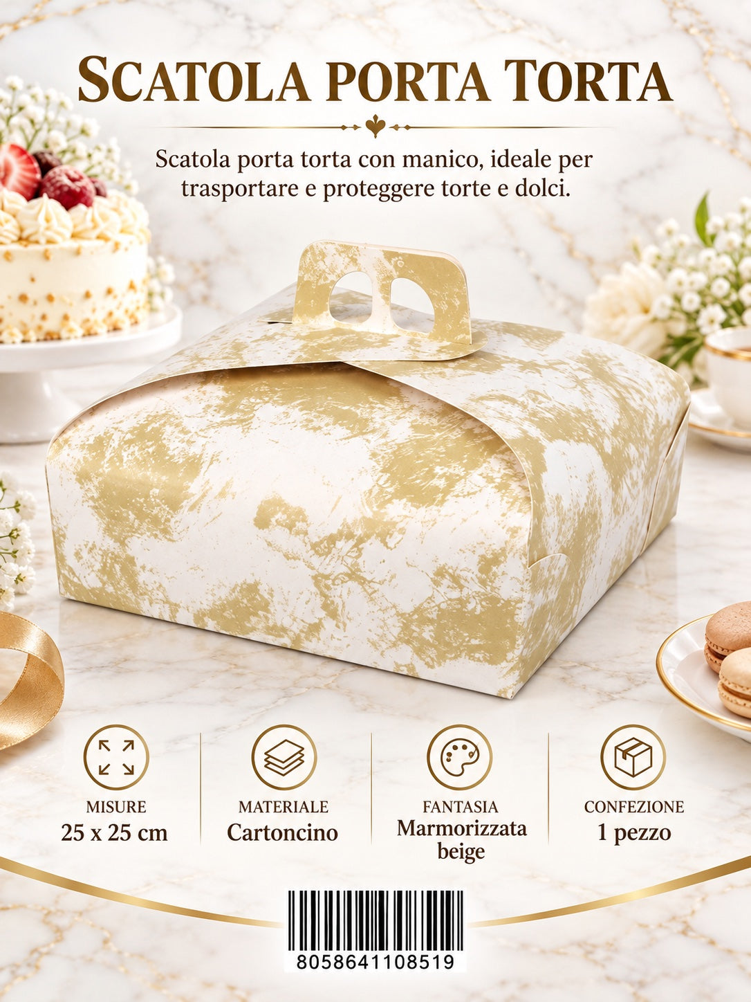 4110851 Scatola Porta Torta 25*25Cm 1/12 Ct72