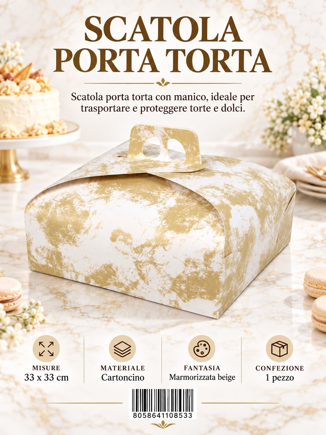 4110853 Scatola Porta Torta 33*33Cm 1/12 Ct72