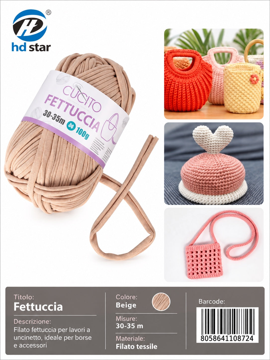 4110872 Fettuccia 100G Col.Beige 1/10 Ct144