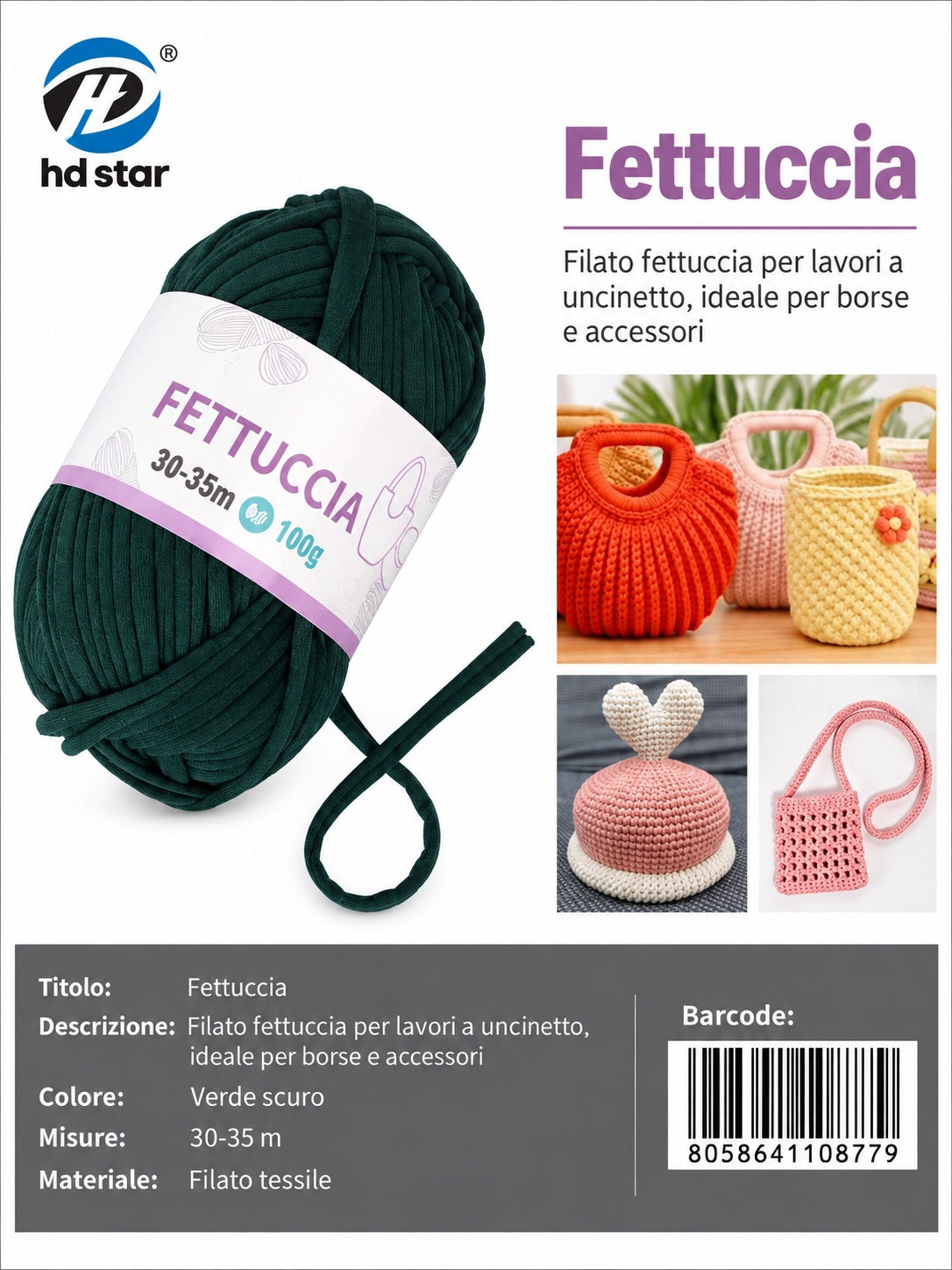 4110877 Fettuccia 100G Col.Verde Scuro 1/12 Ct144