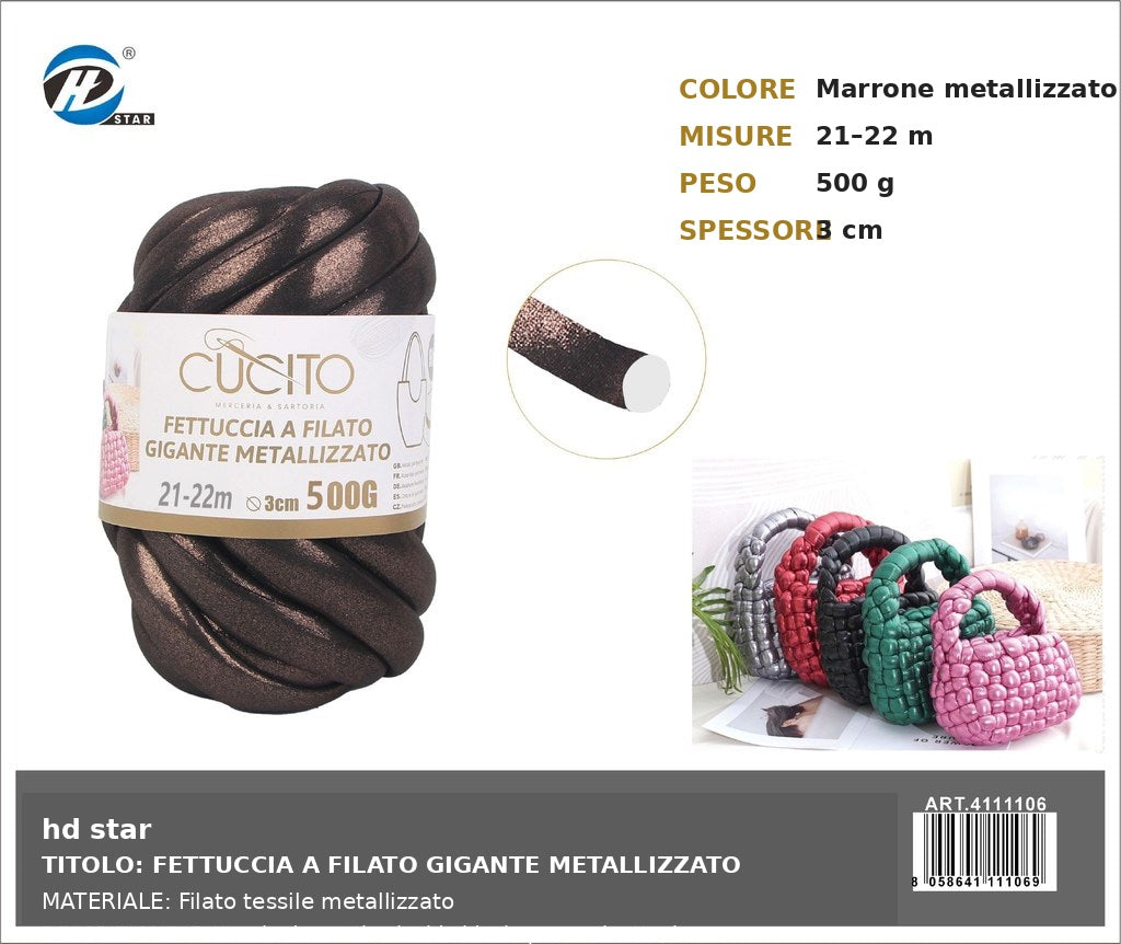 4111106 Fettuccia A Filato Gigante Metallizzato 500G Col. Marrone 1/6 Ct24