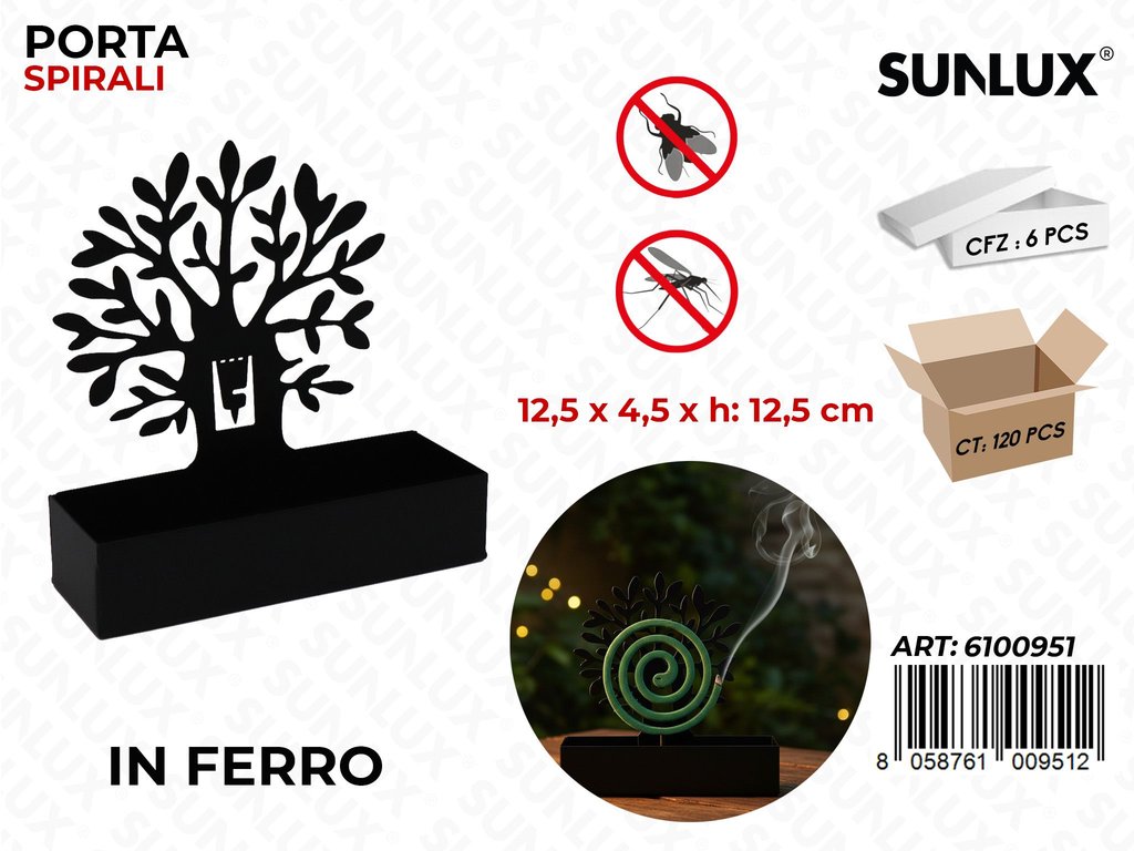 Sunlux Porta Spirali in Ferro 12.5*4.5*12.5CM