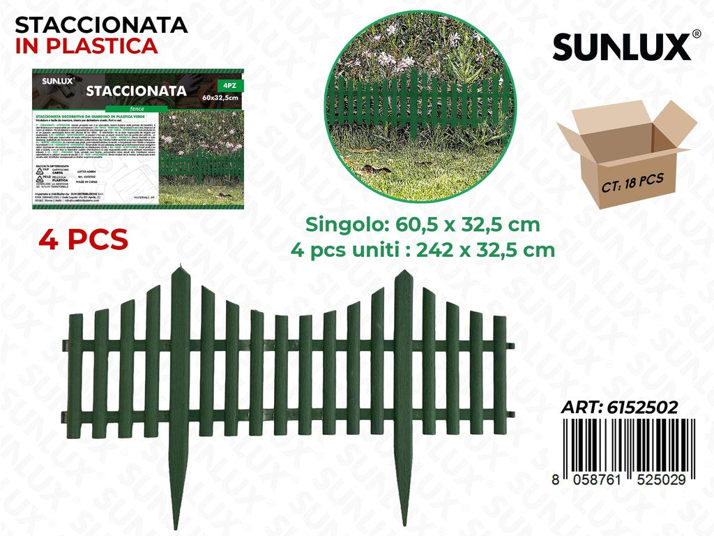 Sunlux Staccionata Plast. Verde 4PCS 60.5*32.5CM