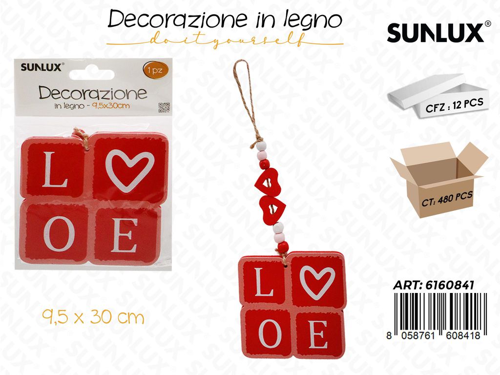 Sunlux Dec. Love in Legno 9.5*30CM