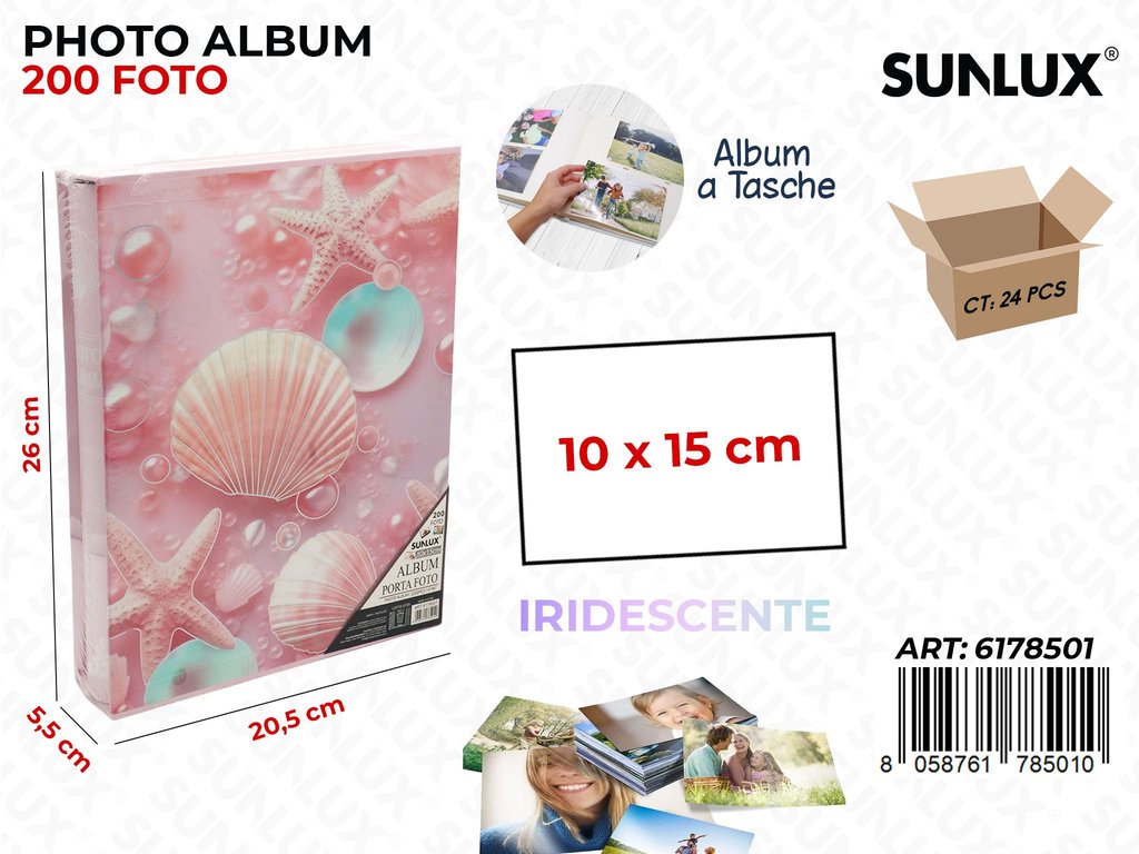 Sunlux Album Foto 10*15CM 200FOTO Irid. 20.5*5.5*26CM