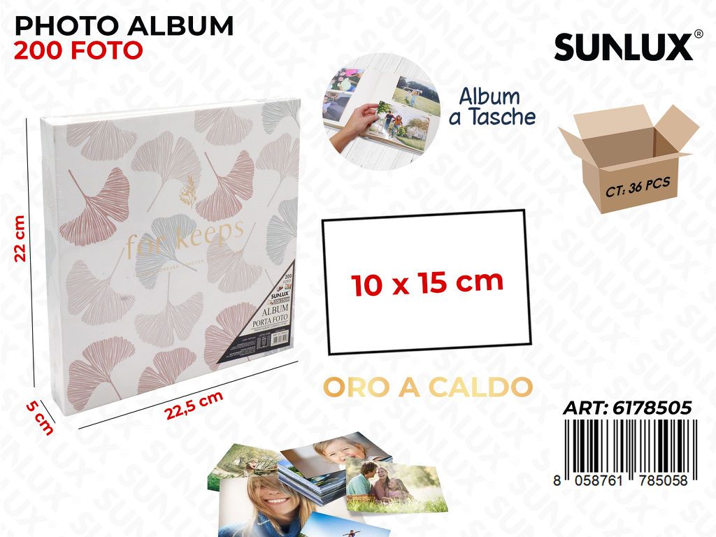 Sunlux Album Foto 10*15CM 200FOTO Col. Caldo 22.5*5*22CM