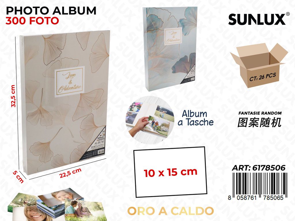 Sunlux Album Foto 10*15CM 300FOTO Col. Caldo 22.5*5*32.5CM