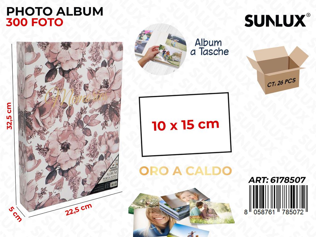 Sunlux Album Foto 10*15CM 300FOTO Col. Caldo 22.5*5*32.5CM