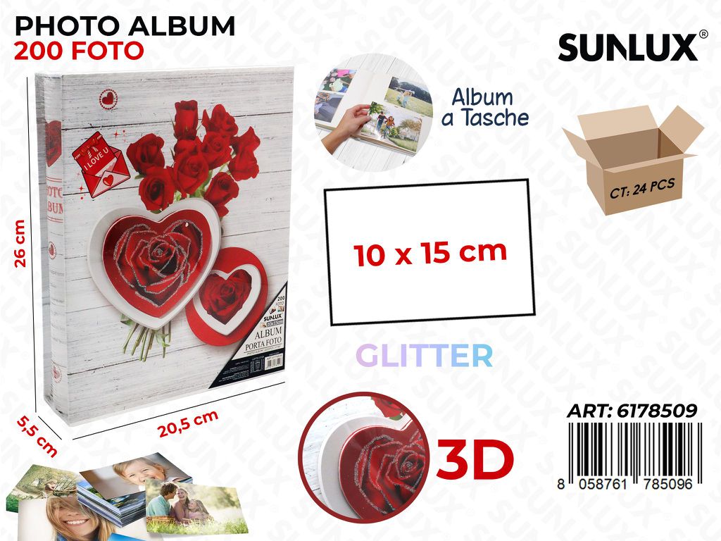 Sunlux Album Foto 10*15CM 200FOTO Glitter 3D 20.5*5.5*26CM