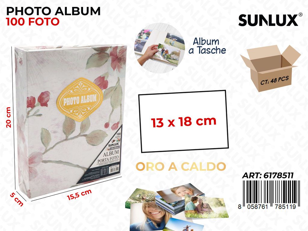 Sunlux Album Foto 13*18CM 100FOTO Col. Caldo 15.5*5*20CM