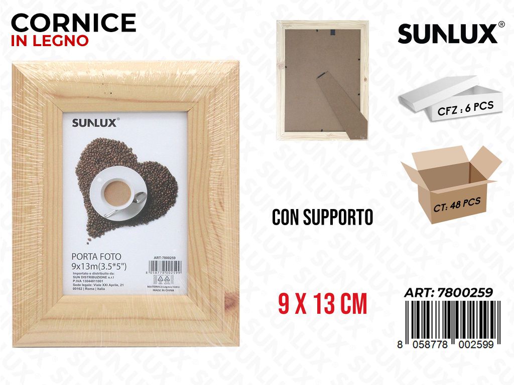 Cornice in Legno c/Supporto 9*13CM