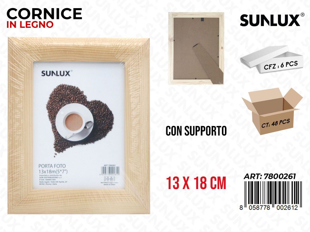Cornice in Legno c/Supporto 13*18CM