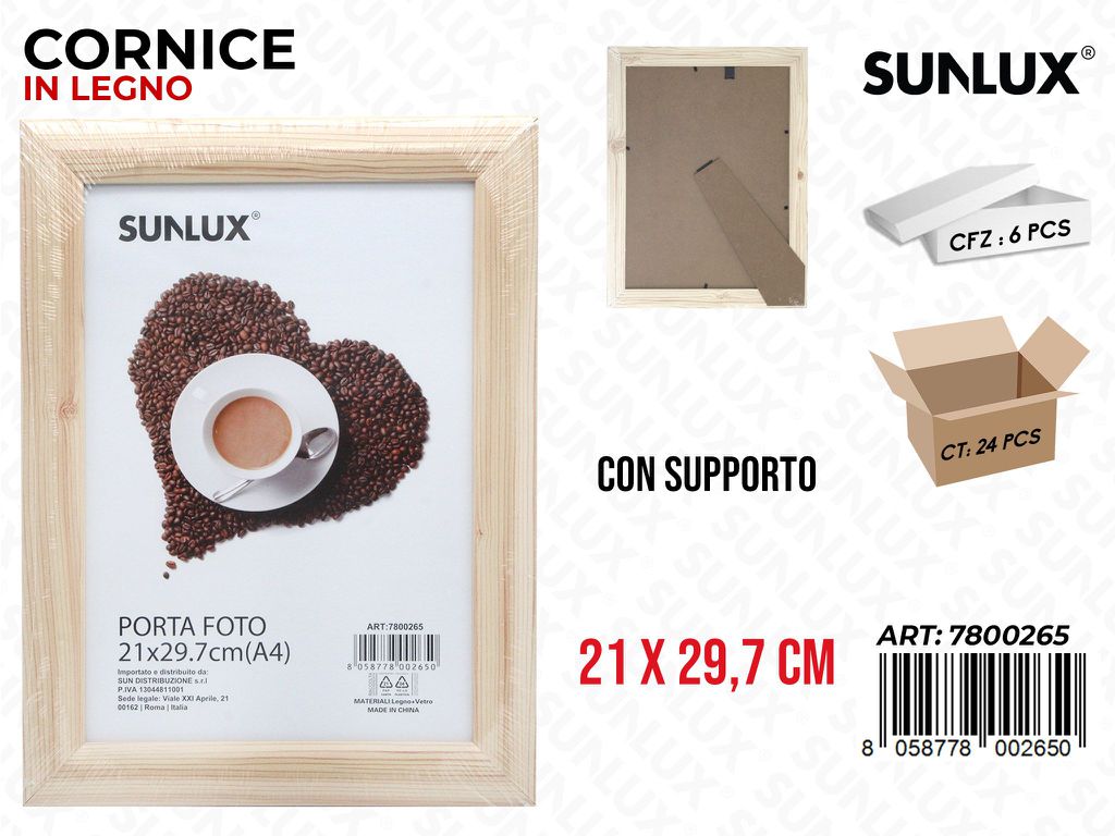 Cornice in Legno c/Supporto 21*29.7CM