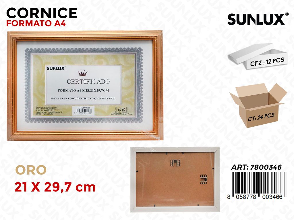 Cornice Porta Certificato 21*29.7 Cm
