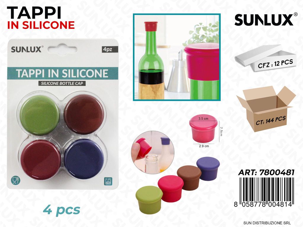 Tappi per Bottiglie in Silicone Col. Ass. 4PCS
