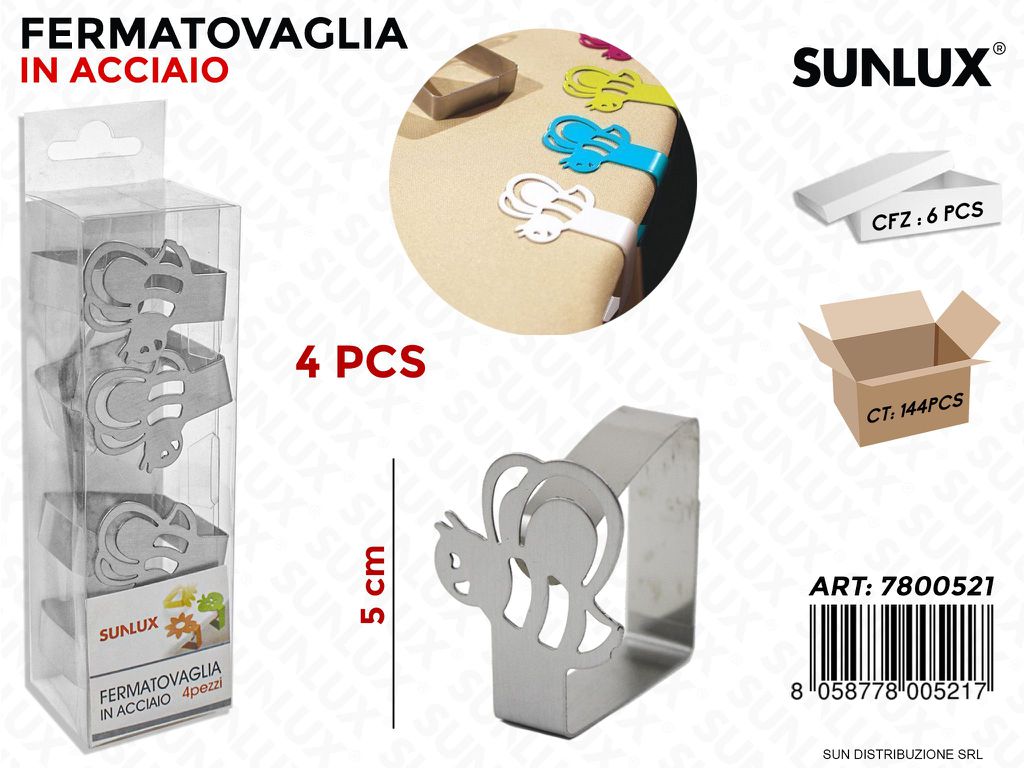 Fermatovaglia in Acciaio Ape 4PCS- 5CM