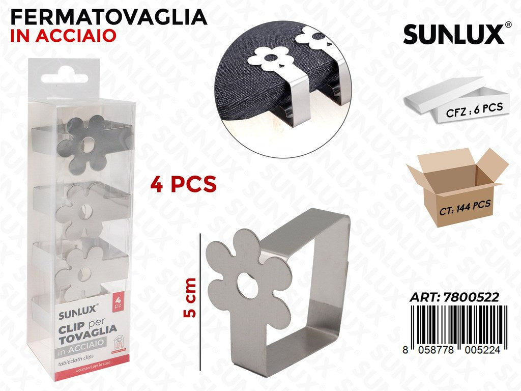 Fermatovaglia in Acciaio Fiore 4PCS 5CM
