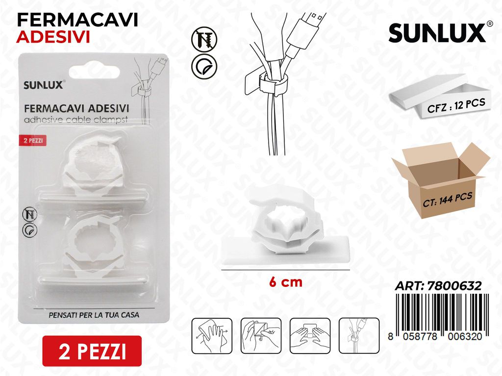 Sunlux Fermacavi Adv 2PCS 6CM / Pz da 12