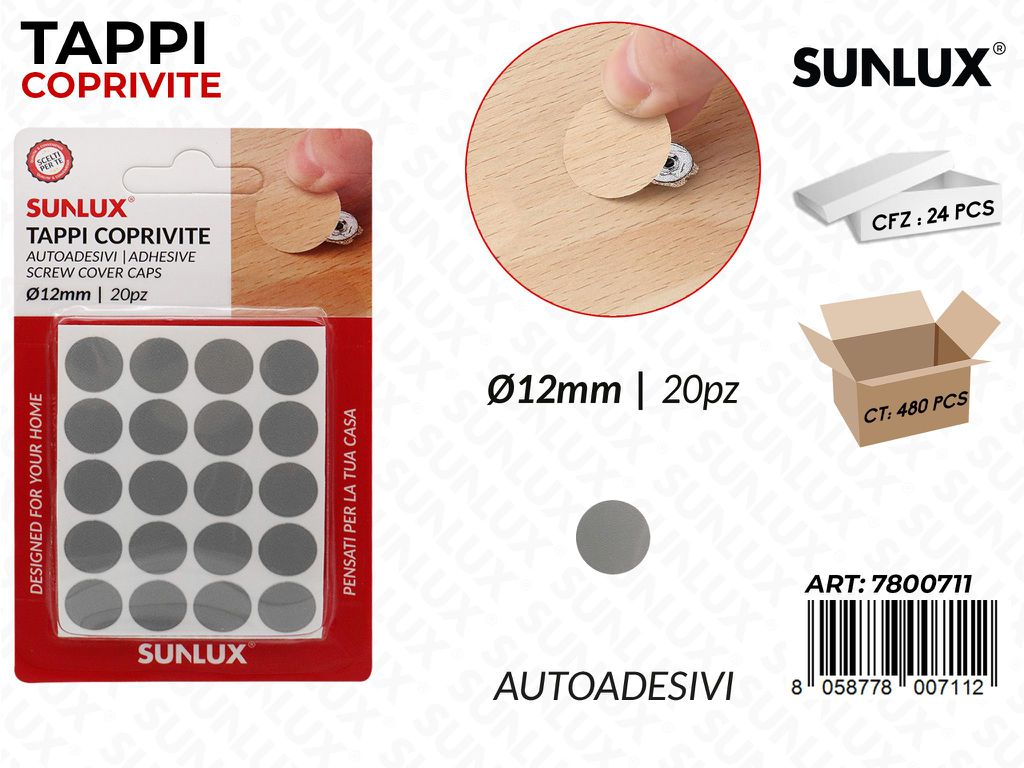 Sunlux Tappi Coprivite Autoadv D.12MM 20PCS