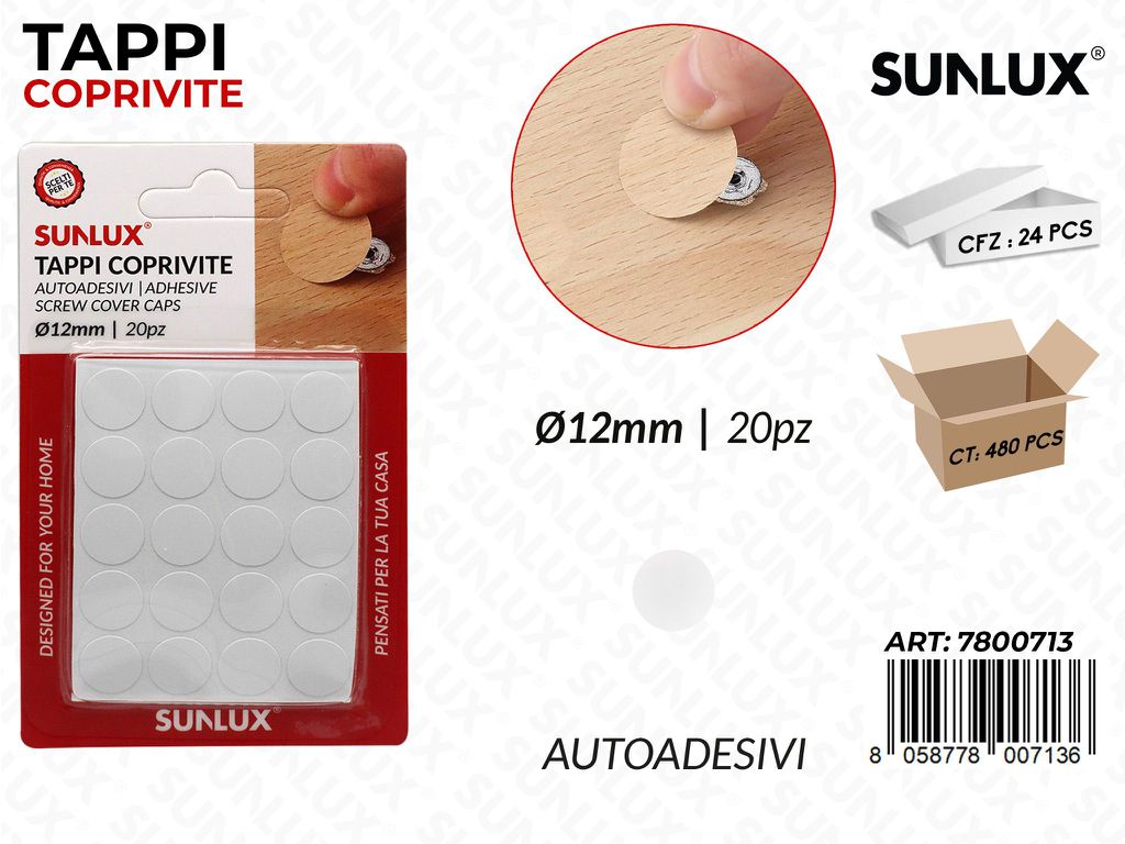 Sunlux Tappi Coprivite Autoadv D.12MM 20PCS